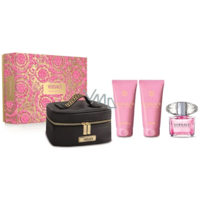 Versace Bright Crystal Eau de Toilette 90 ml + Körperlotion 100 ml + Duschgel 100 ml + Koffer, Geschenkset für Frauen