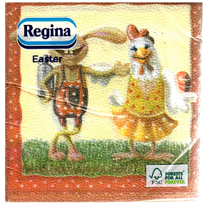Regina Papírové ubrousky 1 vrstvé 33 x 33 cm 20 kusů Velikonoční Zajíc a slepice