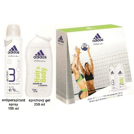 Adidas Action 3 Pro Clear Antitranspirant Deodorant Spray 150 ml + Duschgel 250 ml, Kosmetikset