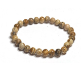 Jaspis Bild Armband elastischer Naturstein, Kugel 6 mm / 16 - 17 cm, Stein der positiven Energie
