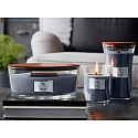 WoodWick Indigo Suede - Blaue Wildleder-Duftkerze mit Holzdocht und Deckel Glasboot 453 g