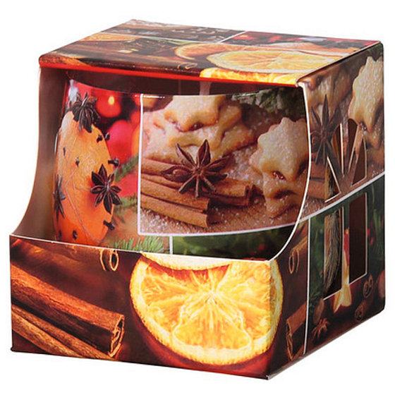 Emocio Dekor Christmas Time Apfel und Zimt Duftkerze Glas 80 mm