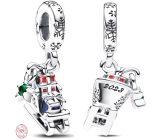 Charms Sterling Silber 925 Schlitten mit Geschenken, Weihnachtsarmband Anhänger