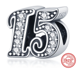 Charme Sterling Silber 925 15 Jahrestag, Perle auf Armband