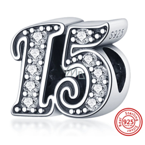 Charme Sterling Silber 925 15 Jahrestag, Perle auf Armband Charme Sterling Silber 925 15 Jahrestag, Perle auf Armband