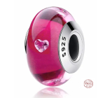 Charme Sterling Silber 925 Murano rosa mit Herz, Perle auf Armband Liebe