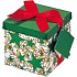 Angel Folding Geschenkbox mit Weihnachtsband weiß mit grünem Band 10 x 10 x 10 cm 1 Stück