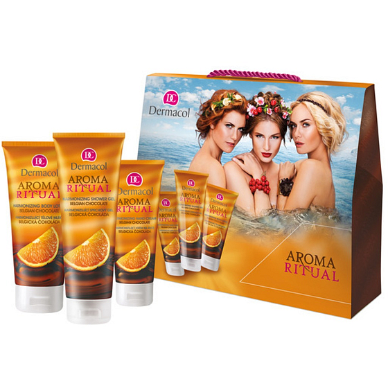 Dermacol Aroma Ritual Belgische Schokolade Harmonisierendes Duschgel 250 ml + Körperlotion 200 ml + Handcreme 100 ml, Kosmetikset