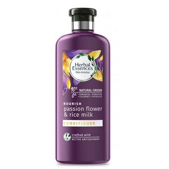 Kräuteressenzen nähren Passion Flow & Reismilch Conditioner mit Passionsfrucht und Reismilch, für gepflegtes Haar, ohne Parabene 360 ml
