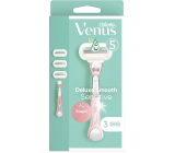 Gillette Venus Sensitive Rose Gold Rasierer mit Metallgriff + 3 Ersatzklingen für Frauen