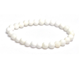 Muschel Tridacna Muschelarmband elastisch Naturstein, Kugel 6 mm / 16 - 17 cm