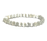 Selenit/Alabaster-Armband elastischer Naturstein, Kugel 6 mm / 16 - 17 cm, Engelsenergie