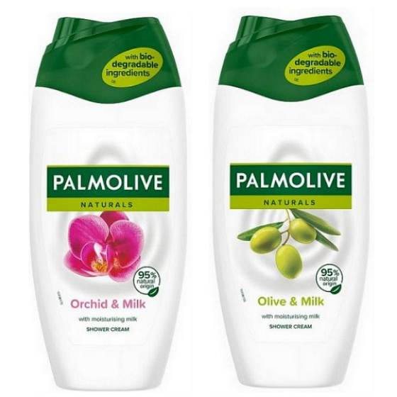 Palmolive Naturals Duschcreme Olive & Milch 250 ml + Duschcreme Orchidee & Milch 250 ml, 18 Stück im Karton