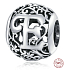 Sterling Silber 925 Magic Alphabet Buchstabe E mit Blumen, Perle für Armband