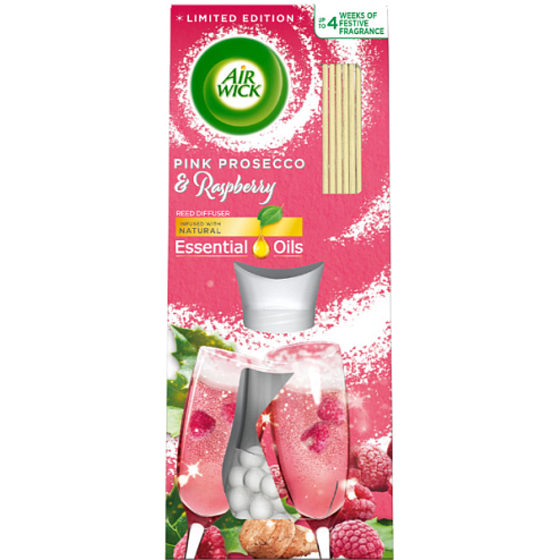 Air Wick Reed Diffuser Ätherische Öle Rosa Prosecco & Himbeere - Rosa Prosecco & Himbeer-Duftstäbchen Lufterfrischer 25 ml