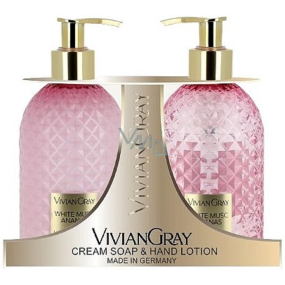 Vivian Gray White Musc Ananas Luxus-Flüssigseife mit Spender 300 ml + Luxus-Handlotion mit Spender 300 ml, Kosmetikset