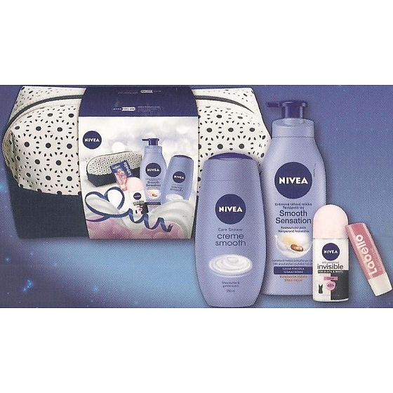 Nivea Smooth Care Körperlotion 400 ml + Duschgel 250 ml + Antitranspirant Roll-on 50 ml + Lippenbalsam 4,8 g, Kosmetikset