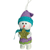 Schneemann von bunter Farbe mit einem goldenen Stern zum Aufhängen 9 cm