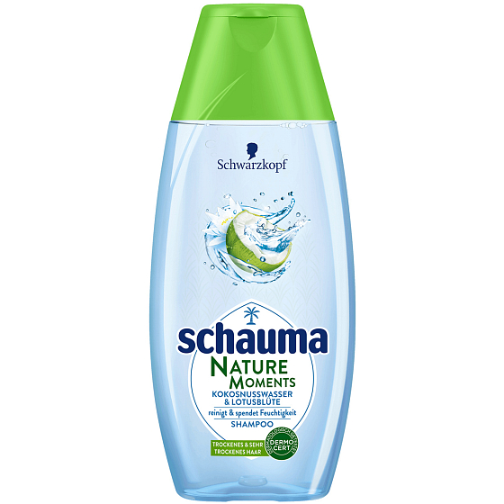 Schauma Nature Moments Indonesisches Kokoswasser und Lotusblüten feuchtigkeitsspendendes und regenerierendes Shampoo 400 ml