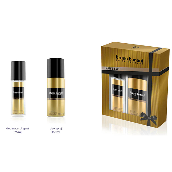 Bruno Banani Bestes parfümiertes Deodorantglas für Männer 75 ml + Deodorantspray 150 ml, Kosmetikset