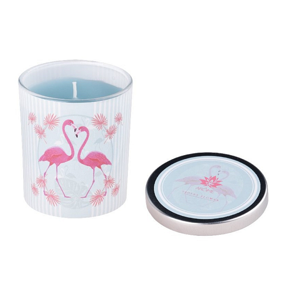 Emocio Flamingo Duftkerze blaues Glas 70 x 80 mm