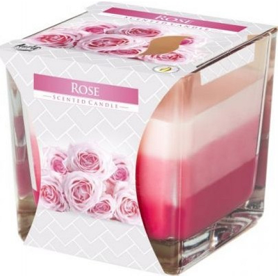 Bispol Rose - Rose dreifarbiges Duftkerzenglas, Brenndauer 32 Stunden 170 g