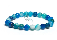 Achat blau See Armband elastisch Naturstein, Kugel 8 mm / 16 - 17 cm