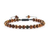 Tigerauge Armband Naturstein handgestrickt, verstellbare Größe, Kugel 6 mm, Sonne und Erde Stein, bringt Glück und Reichtum
