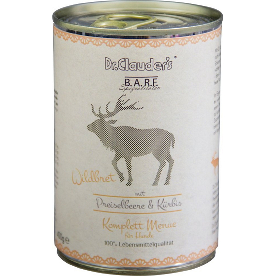 Dr. Clauder BARF Wildbret Alleinfuttermittel für ausgewachsene Hunde mit Futtermittelunverträglichkeiten 400 g