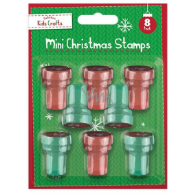 Weihnachts-Ministempel mit Weihnachtsmotiven 3,5 x 2,5 cm 8 Stück