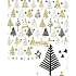 Nekupto Weihnachtsgeschenkpapier 70 x 1000 cm Weiß schwarz, gold, silberne Bäume