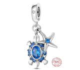 Charm Sterlingsilber 925 Meeresschildkröte, Seestern 2-in-1, Anhänger für Armband Meer