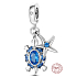 Charm Sterlingsilber 925 Meeresschildkröte, Seestern 2-in-1, Anhänger für Armband Meer