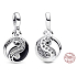 Charms Sterling Silber 925 Yin und Yang - Mini Medaillon Schimmernd, Anhänger Armband Symbol