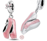Charme Sterling Silber 925 Chic Stil - rosa Ballerinas - Ballett, Anhänger für Armband Interessen