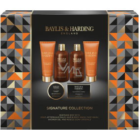 Baylis & Harding Men Schwarzer Pfeffer und Ginseng Duschgel 300 ml + After Shave Balsam 130 ml + Körper- und Haarwäsche 300 ml + Toilettenseife 150 g + Gesichtswäsche 130 ml + Badekristalle 100 g, Kosmetikset für Männer