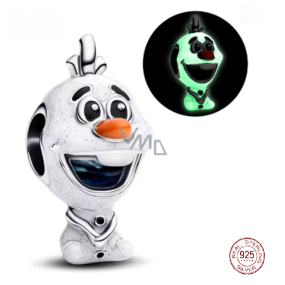 Charm Sterlingové stříbro 925 Disney, Ledové království Olaf - veselý sněhulák, svítí ve tmě, korálek na náramek film Charm Sterlingové stříbro 925 Disney, Ledové království Olaf - veselý sněhulák, svítí ve tmě, korálek na náramek film