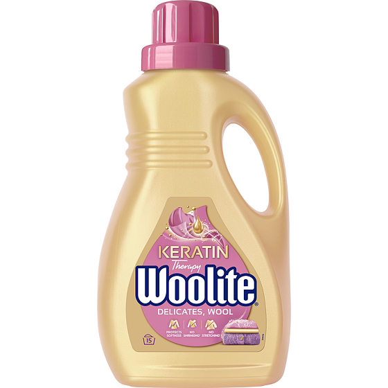 Woolite Keratin Therapy Waschgel für feine und wollene Wäsche 15 Waschladungen, 0,9L