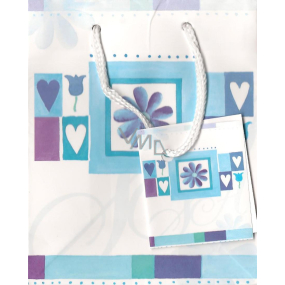 Nekupto Geschenk Papiertüte 14 x 11 x 6,5 cm Blau-Weiß, 087 KAS