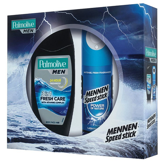 Palmolive Men 3in1 Fresh Care Duschgel 250 ml + Mennen Speed Stick Deodorant-Spray Power of Nature 150 ml, Kosmetikset