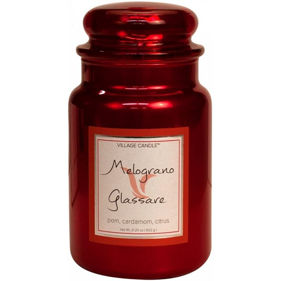 Village Candle Erfrischender Granatapfel - Melograno Glassare Duftkerze im Glas 2 Dochte 602 g