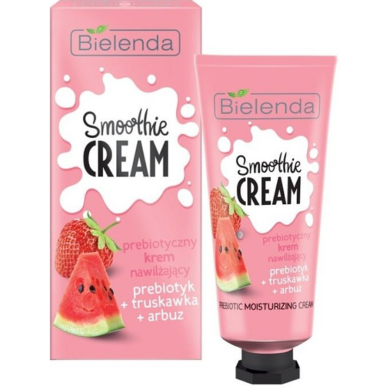 Bielenda Smoothie Creme Erdbeere + Wassermelone + Probiotika Feuchtigkeitscreme für Gesicht und Dekolleté 50 ml