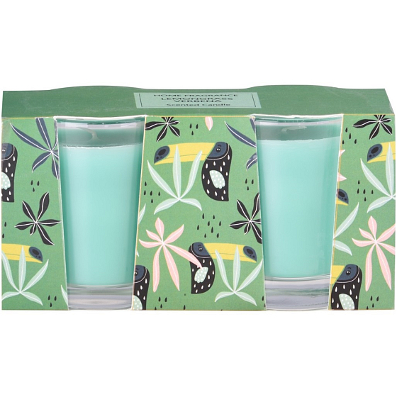 Emocio Lemongrass Verbena - Zitronengras und Eisenkraut Duftkerze Glas 50 x 62 mm 2 Stück in Box