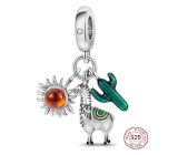 Charms Sterling Silber 925 Peru - Lama, Kaktus, Sonne 3in1, Reisearmband Anhänger