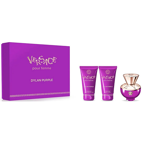 Versace Dylan Purple Eau de Parfum 50 ml + Körperlotion 50 ml + Duschgel 50 ml, Geschenkset für Frauen