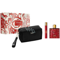 Versace Eros Flame Eau de Parfum 100 ml + Reise-Spray 10 ml + Kosmetiktasche, Geschenkset für Männer