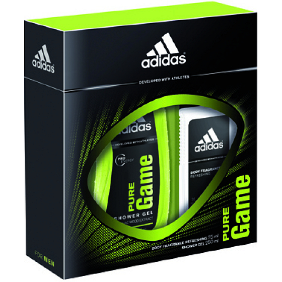 Adidas Pure Game parfümiertes Deodorantglas für Männer 75 ml + Duschgel 250 ml, Kosmetikset