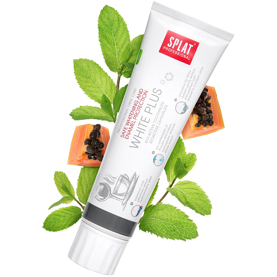 Splat Professional White Plus bioaktive Zahnpasta bleicht sicher und poliert die Zähne zu einem hohen Glanz 100 ml
