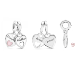 Sterling Silber 925 Herz-Anhänger Mutter und Tochter - Doppelherz, 2in1 Anhänger für Armband Familie