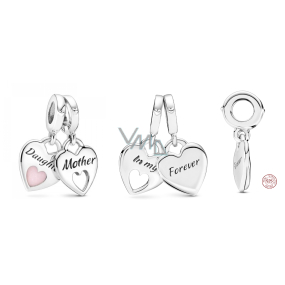Sterling Silber 925 Herz-Anhänger Mutter und Tochter - Doppelherz, 2in1 Anhänger für Armband Familie Sterling Silber 925 Herz-Anhänger Mutter und Tochter - Doppelherz, 2in1 Anhänger für Armband Familie